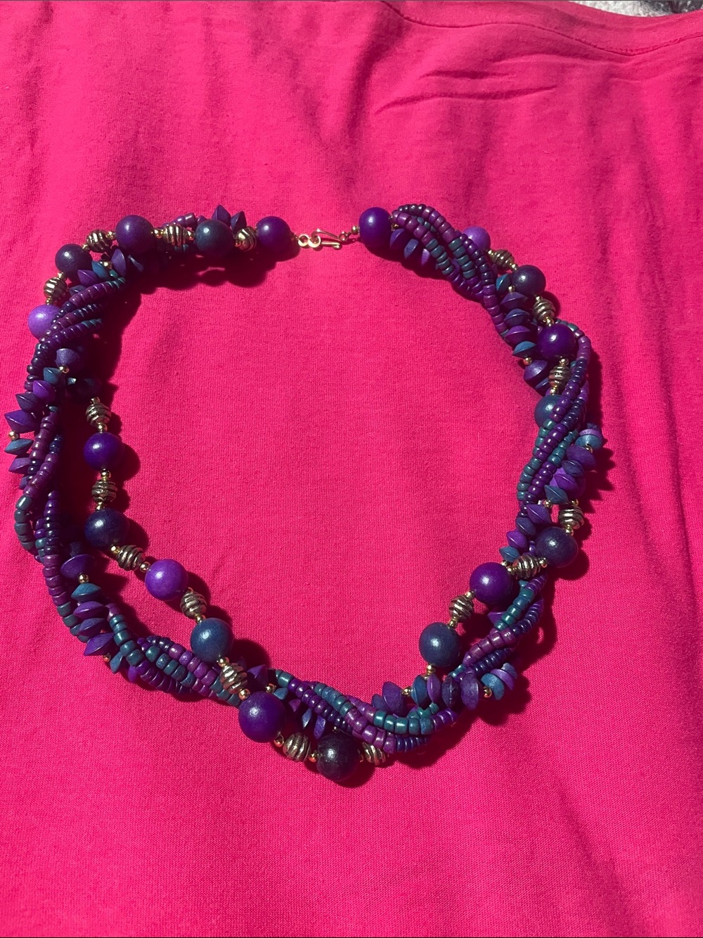 Handcrafted Purple Beaded Twist Necklace - Women Jewelry